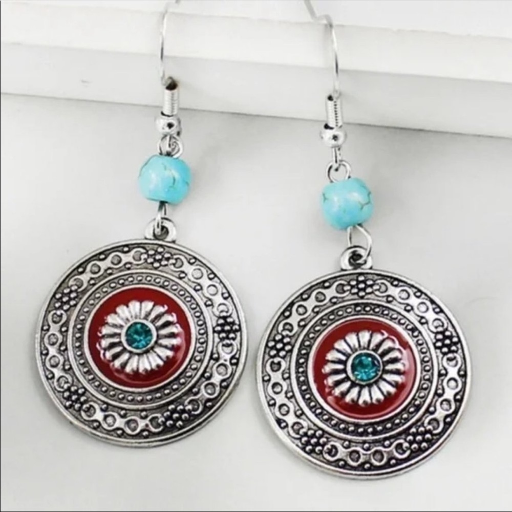 NEW Boutique Silver Drop Western Boho Style Earrings - Picture 12 of 12